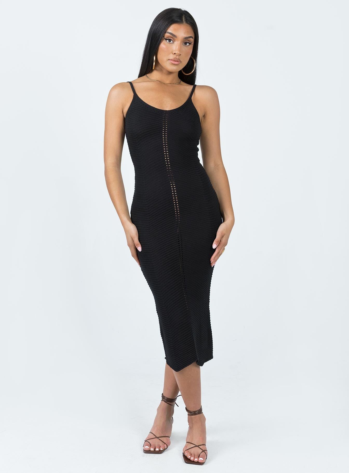 Abigail Midi Dress Black sold by Princess Polly