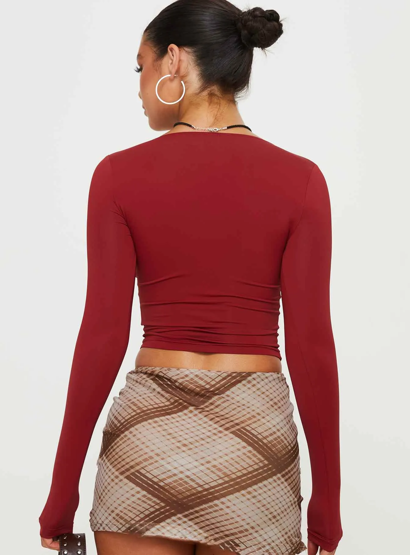 Candyce Long Sleeve Top Burgundy sold by Princess Polly product image thumbnail 5