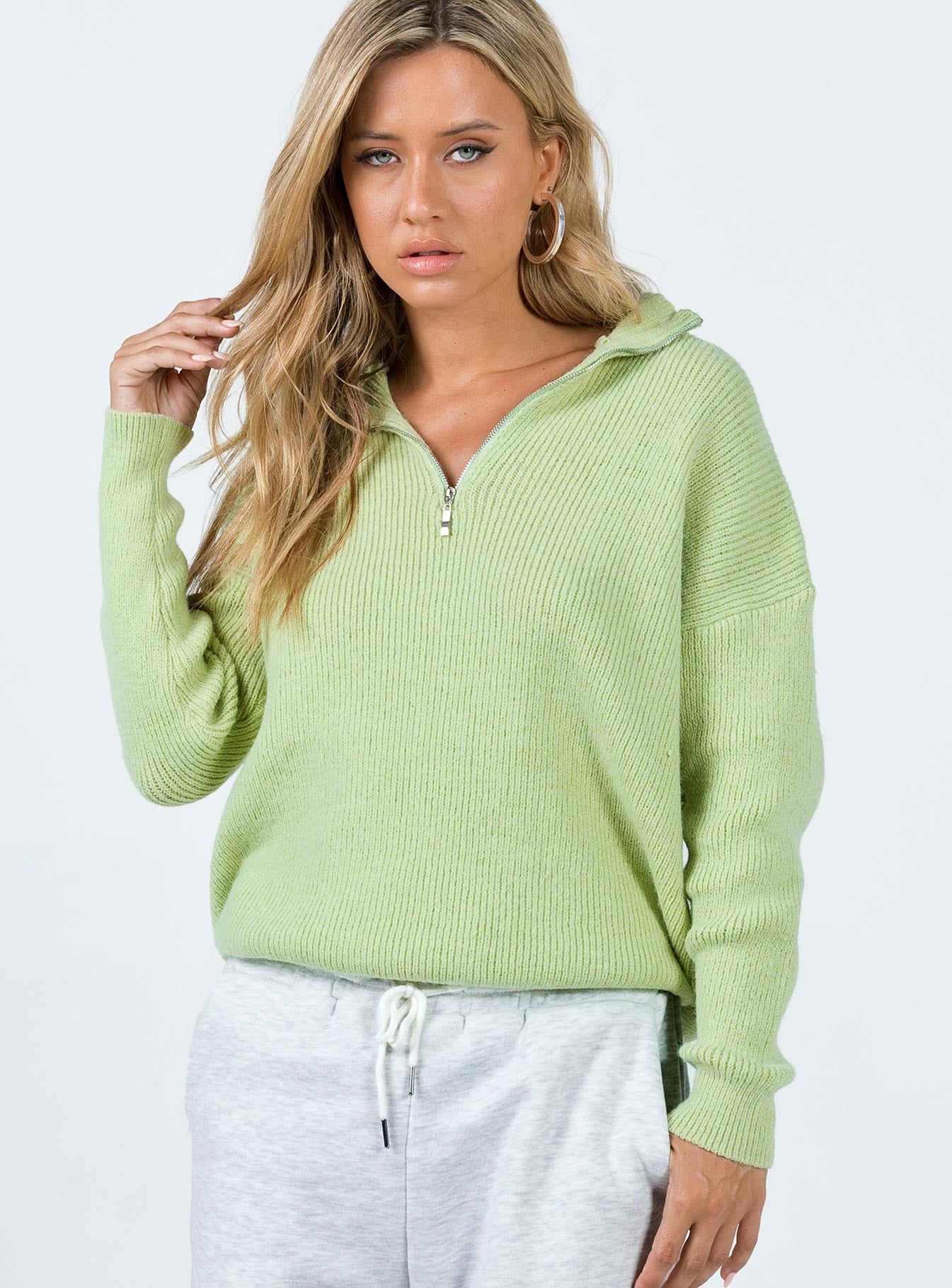 Bessy Knit Sweater Sage sold by Princess Polly