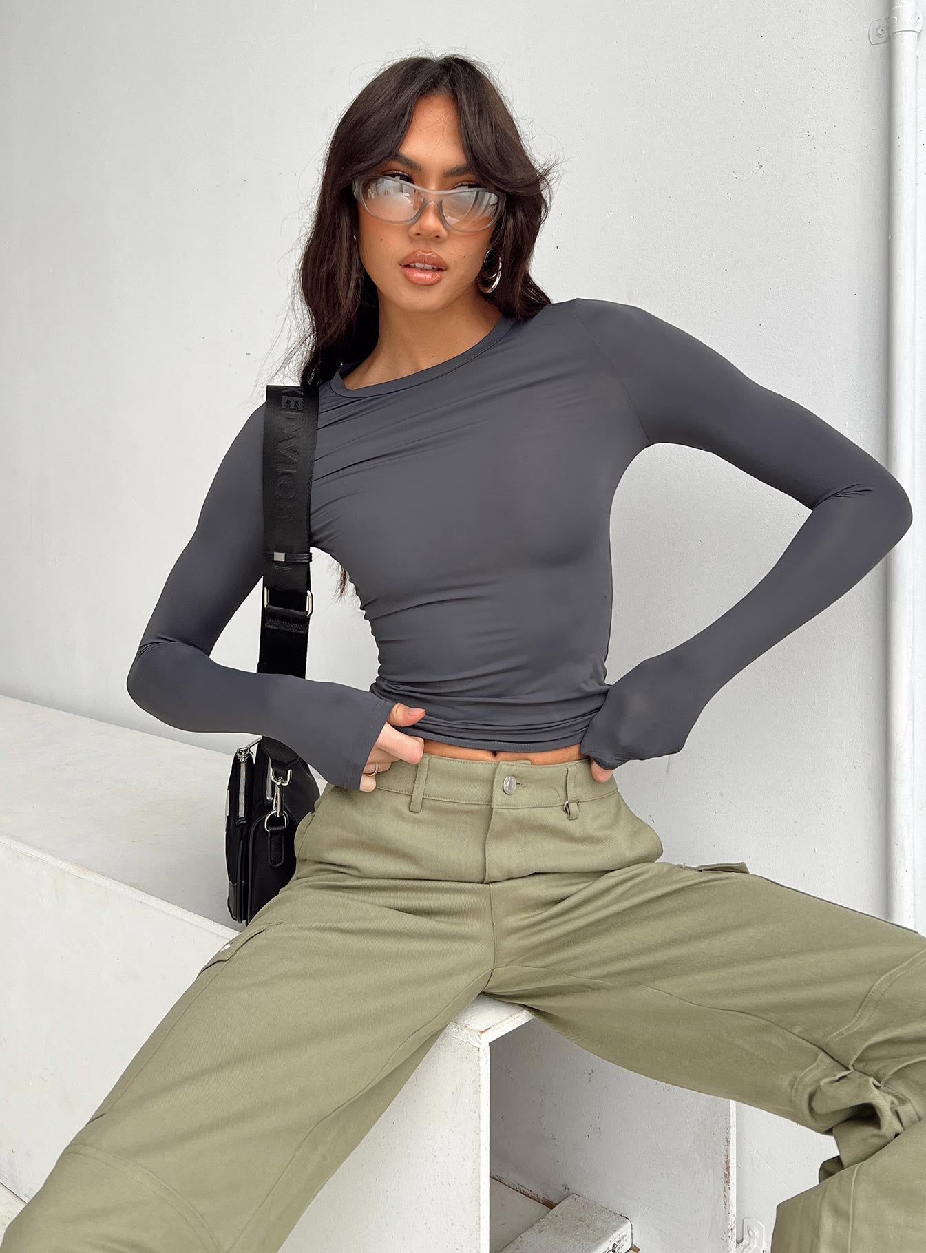 Arnim Long Sleeve Top Grey sold by Princess Polly product image thumbnail 5