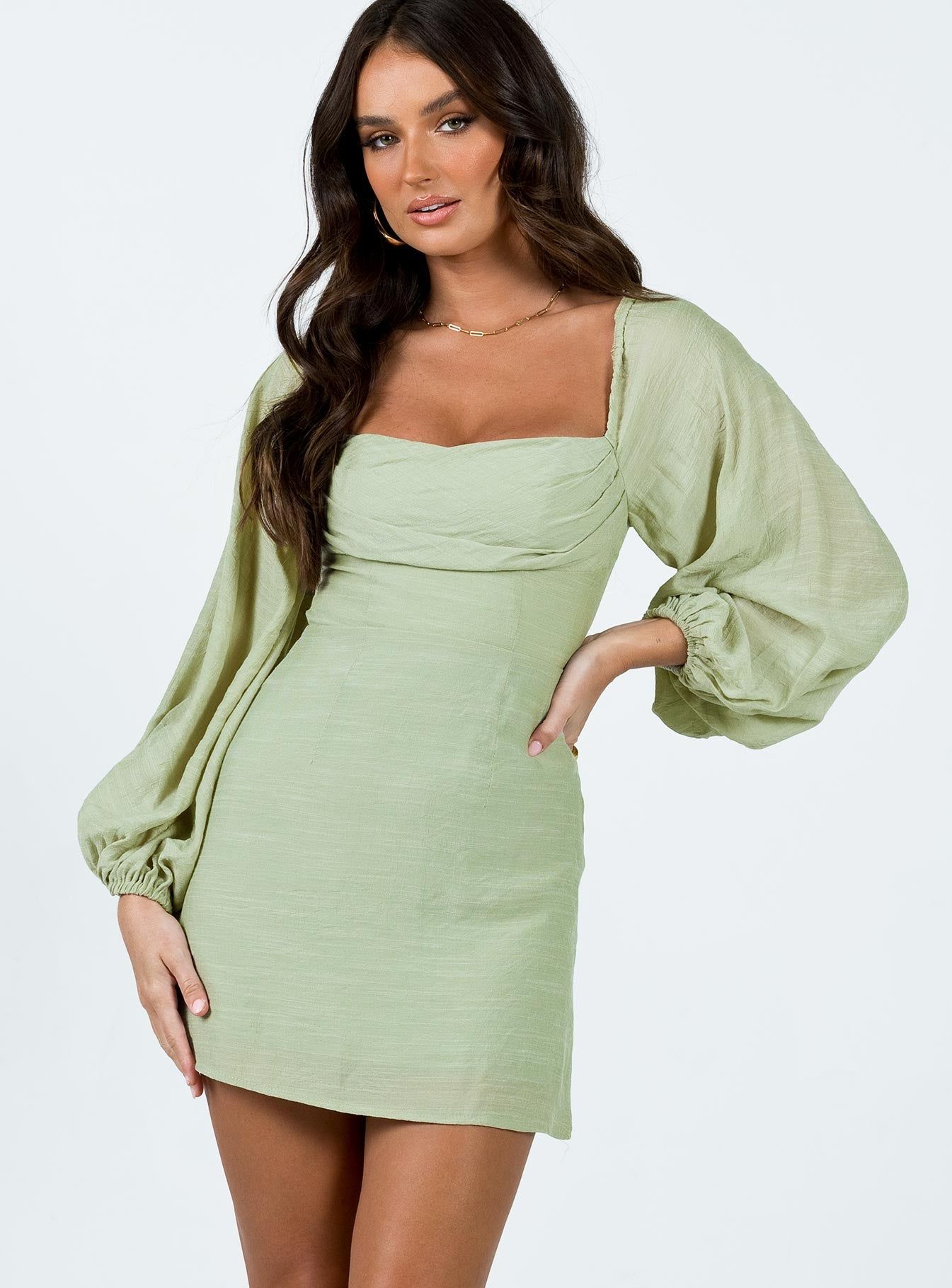 Warra Mini Dress Sage sold by Princess Polly