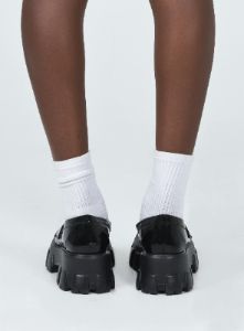 Penny Lane Loafers Black High Shine sold by Princess Polly