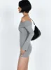 Mainey Long Sleeve Mini Dress Grey sold by Princess Polly