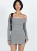 Mainey Long Sleeve Mini Dress Grey sold by Princess Polly