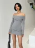 Mainey Long Sleeve Mini Dress Grey sold by Princess Polly