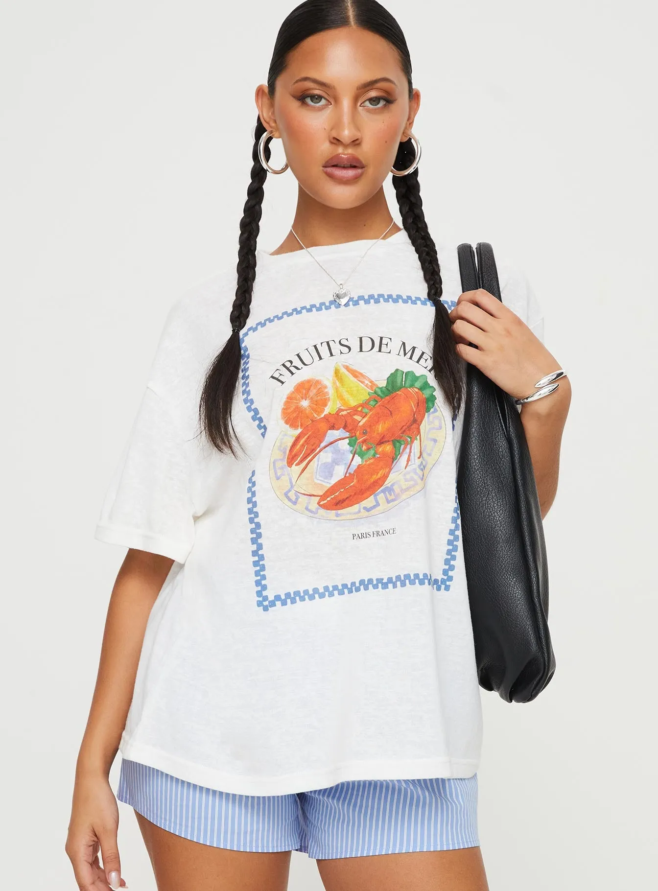 Larry Lobster Oversized Tee White sold by Princess Polly product image thumbnail 2