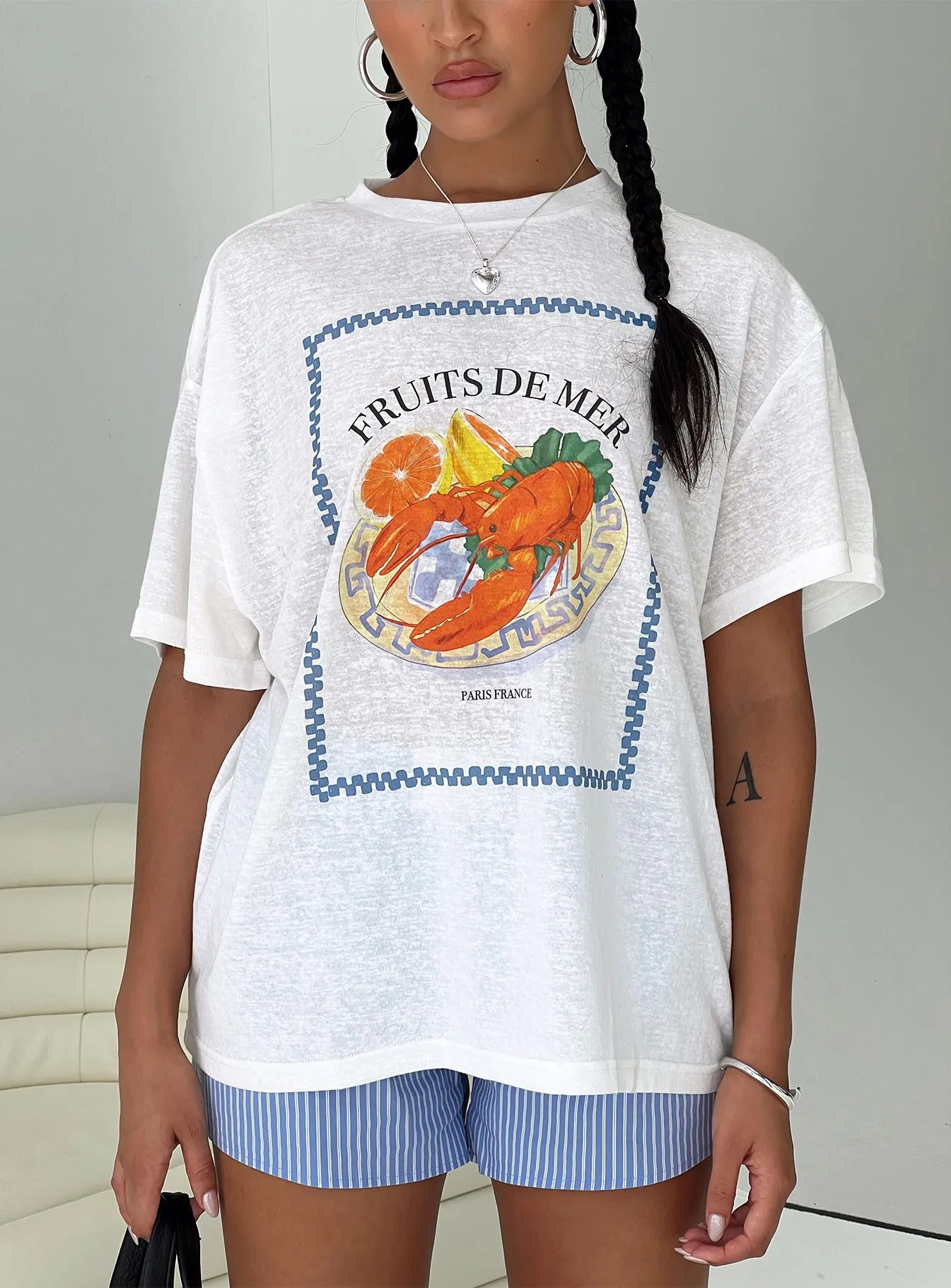Larry Lobster Oversized Tee White sold by Princess Polly
