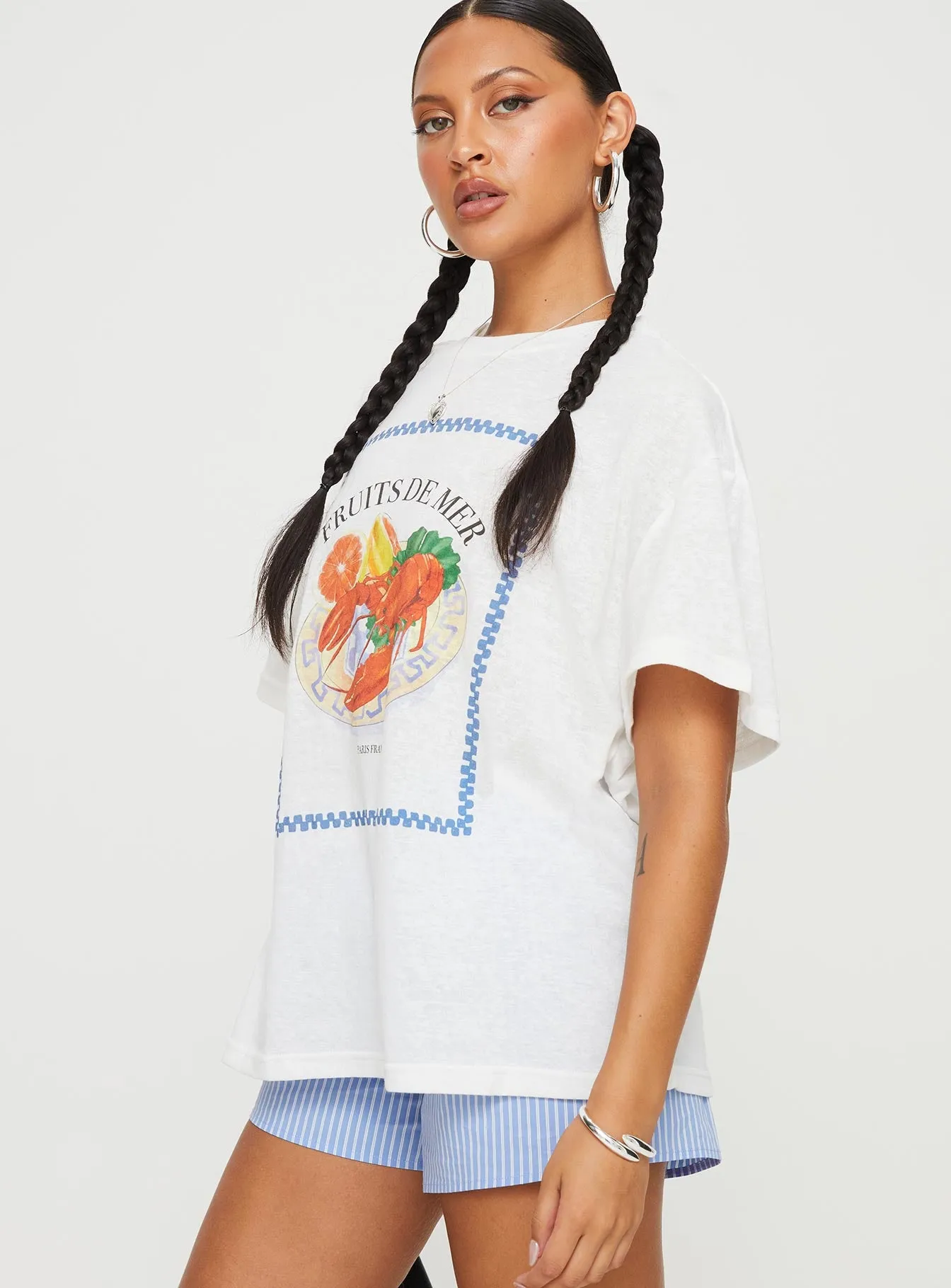 Larry Lobster Oversized Tee White sold by Princess Polly product image thumbnail 4
