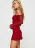 Edmone Long Sleeve Mini Dress Red sold by Princess Polly