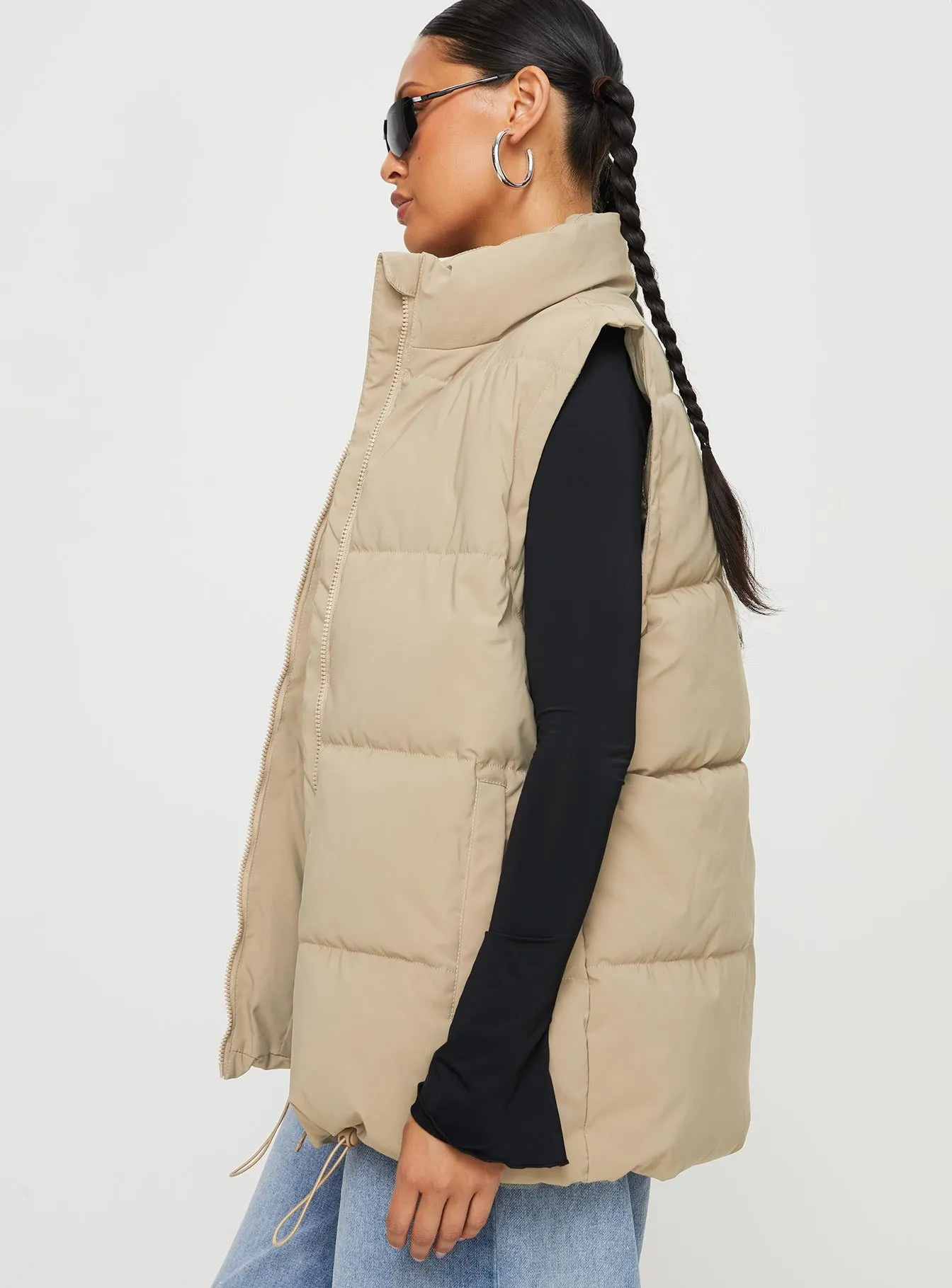 Edison Puffer Vest Beige sold by Princess Polly product image thumbnail 4