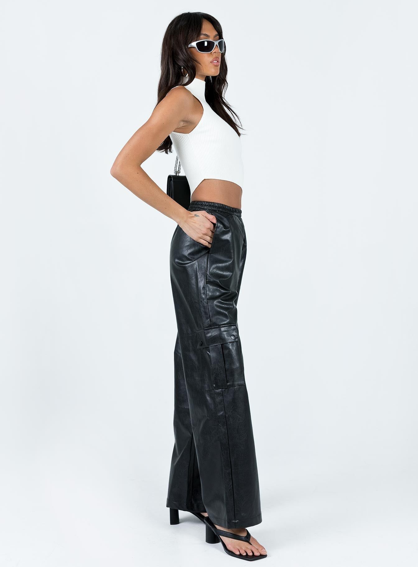 Lista Faux Leather Elastic Pocket Pants Black sold by Princess Polly product image thumbnail 3