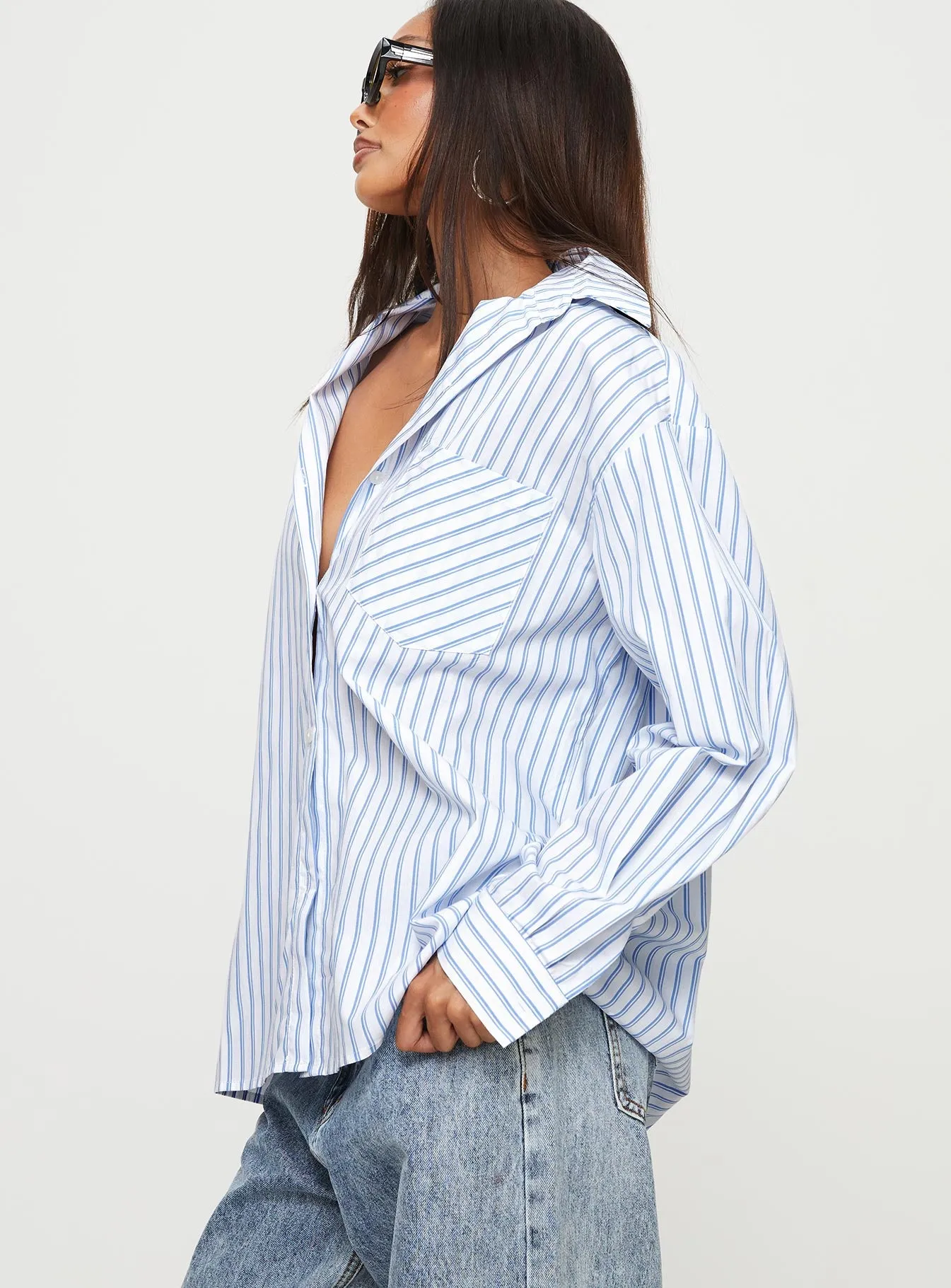 Laverne Stripe Shirt Blue / White sold by Princess Polly product image thumbnail 4
