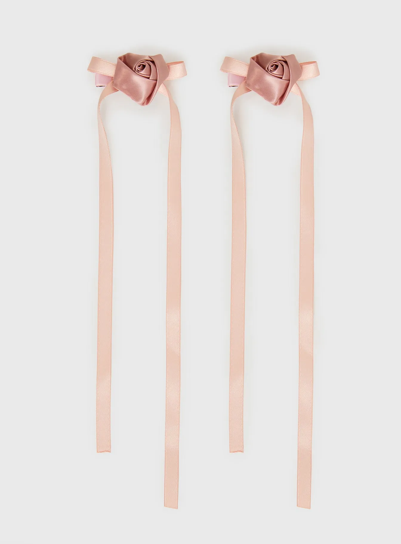 Rosette Bow Hair Clips Pink sold by Princess Polly product image thumbnail 2