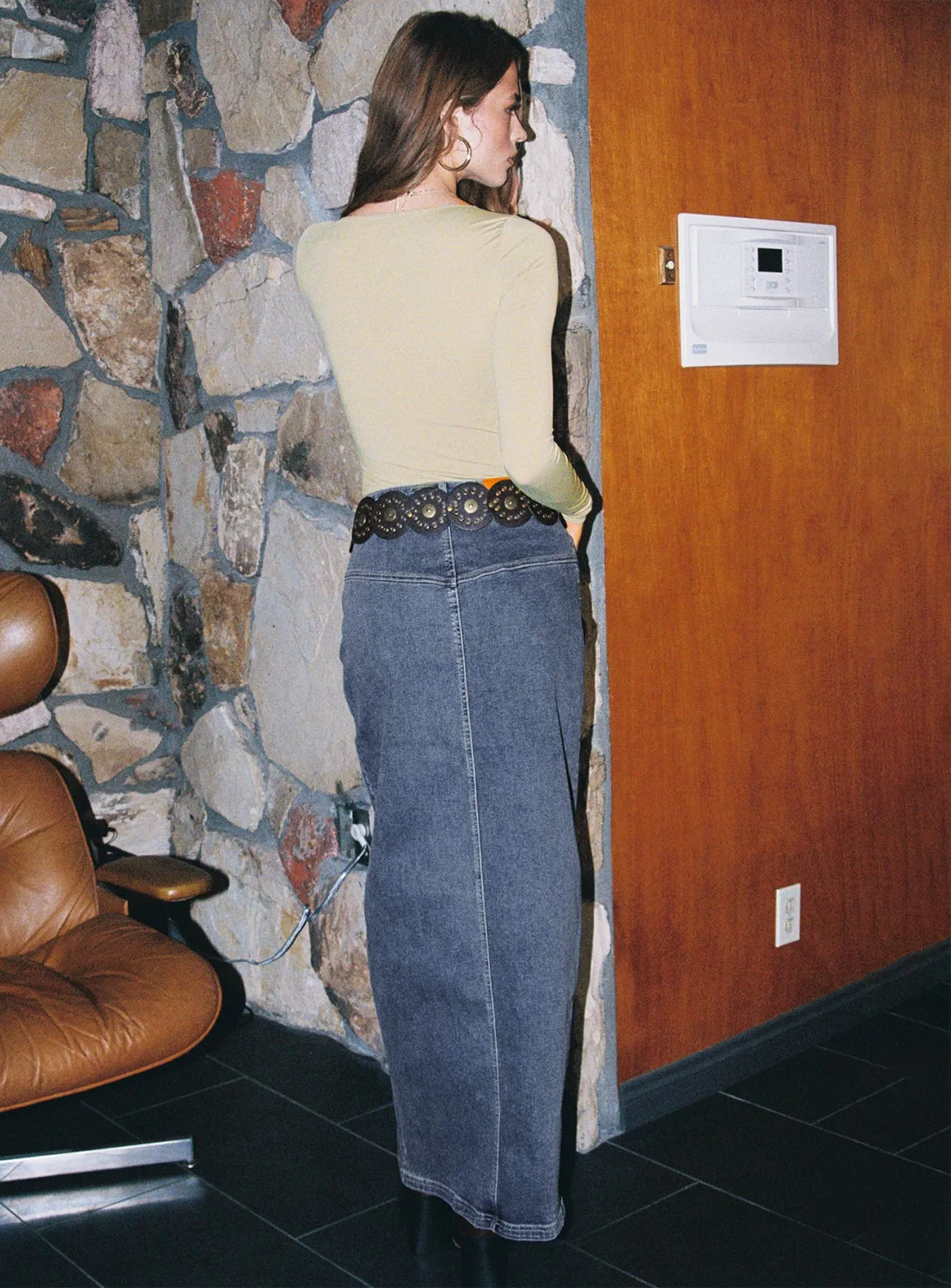 Batkins Maxi Skirt Dark Wash Denim Tall sold by Princess Polly product image thumbnail 3