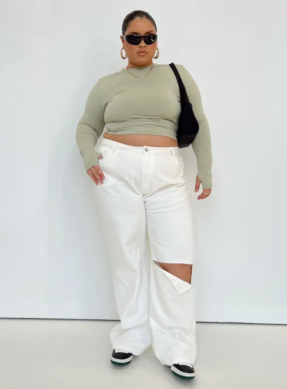 Sevina Wide Leg Denim Jeans White Curve sold by Princess Polly
