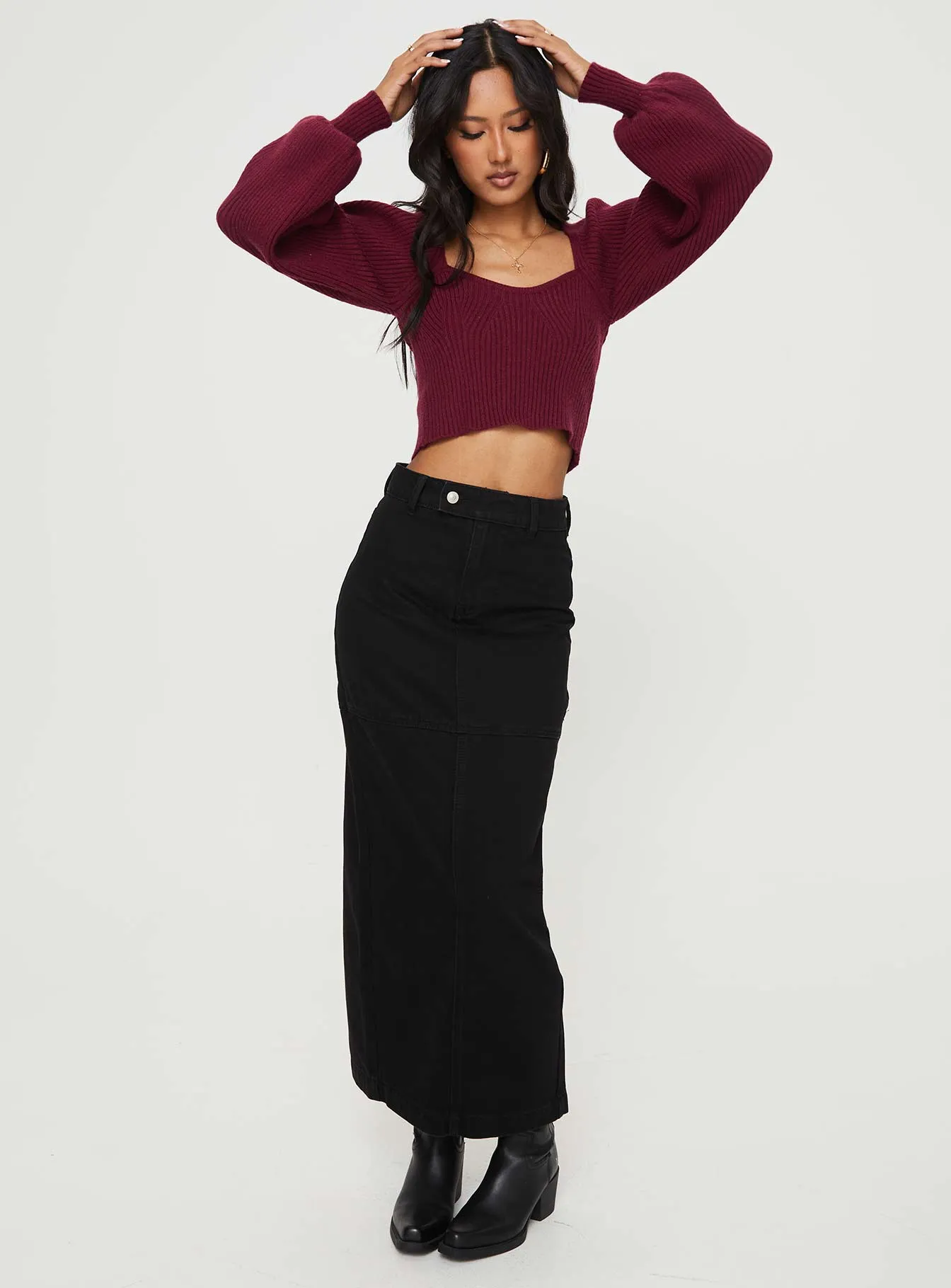 Markanna Denim Midi Skirt Black sold by Princess Polly product image thumbnail 2
