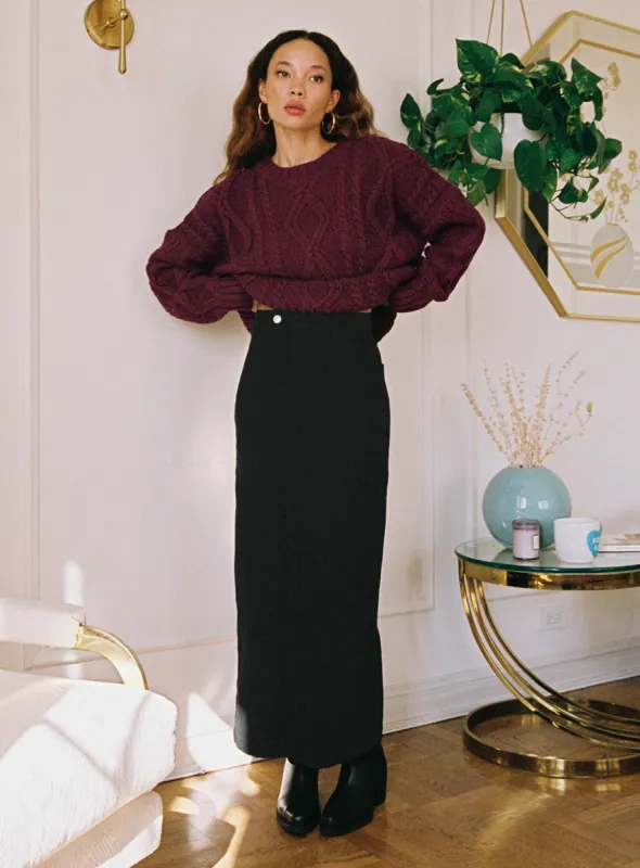 Markanna Denim Midi Skirt Black sold by Princess Polly