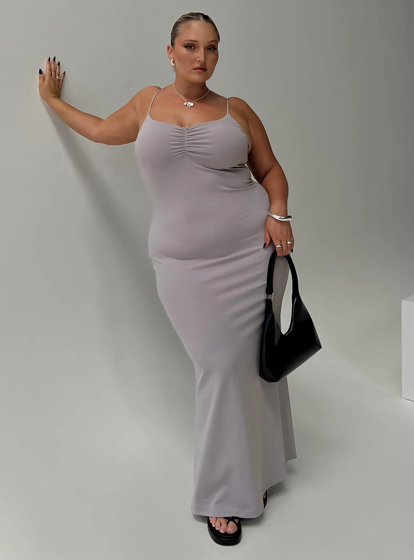 Arabellia Maxi Dress Grey Curve sold by Princess Polly