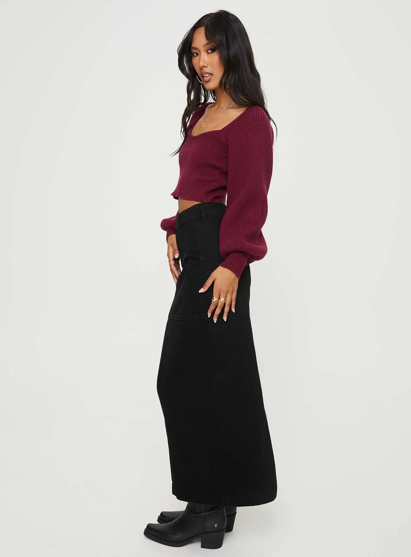Markanna Denim Midi Skirt Black sold by Princess Polly product image thumbnail 4