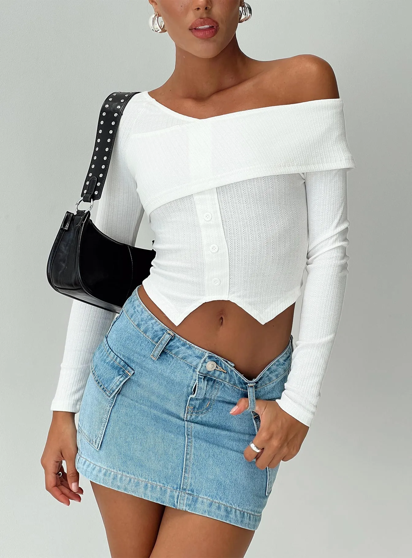 Ferotti Off The Shoulder Top White sold by Princess Polly