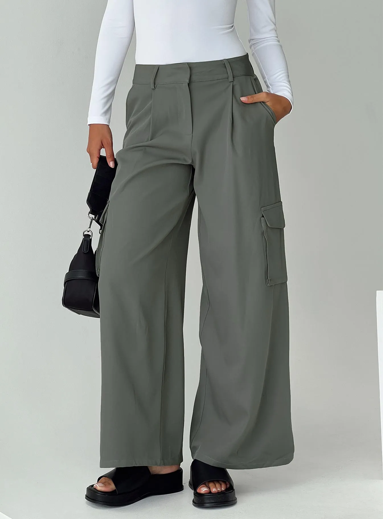 Jeaney Cargo Pants Slate sold by Princess Polly