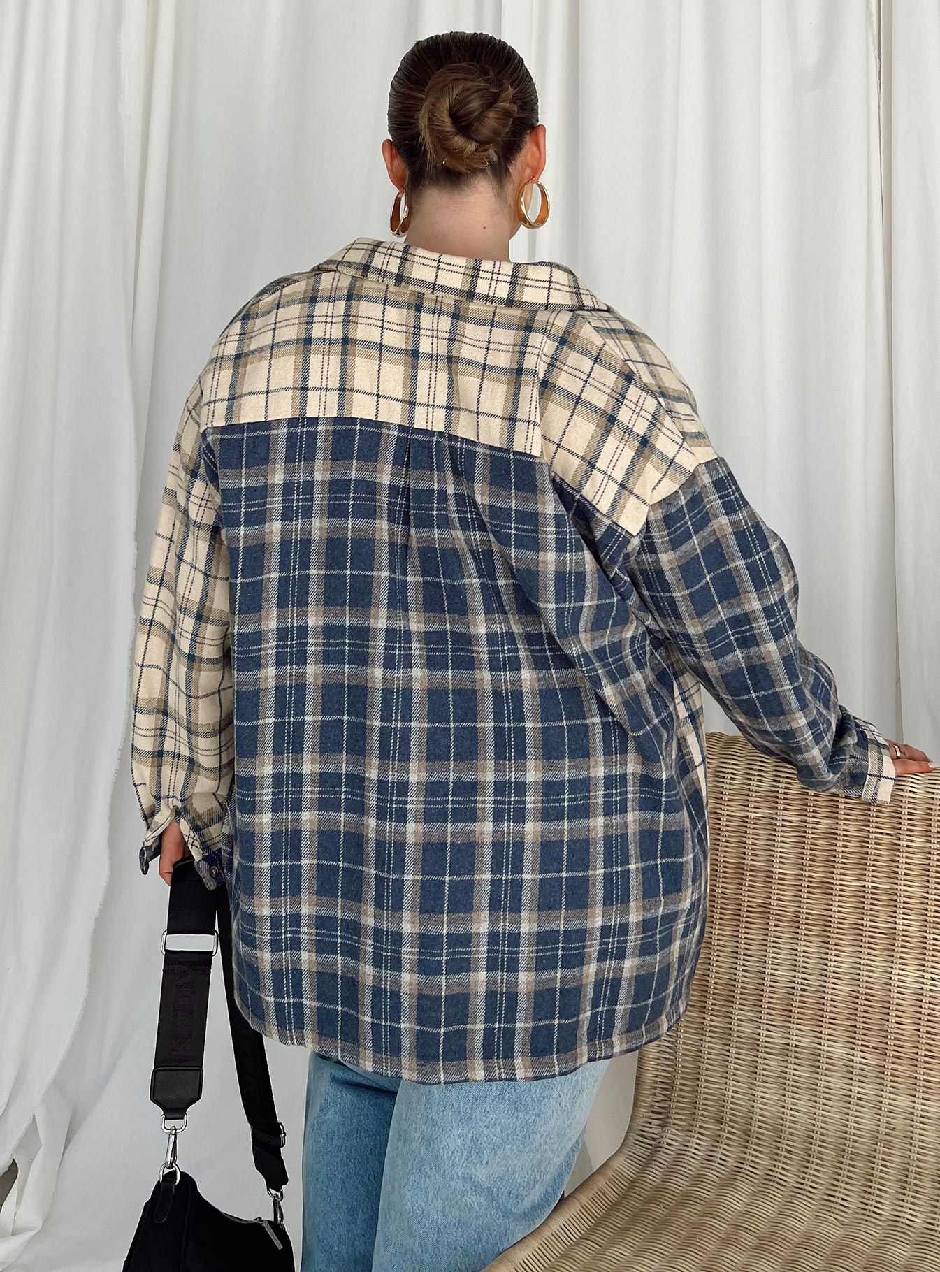 Unity Check Shirt Blue Curve sold by Princess Polly product image thumbnail 4