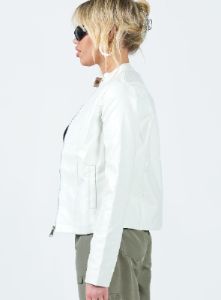 Motel Olivia Faux Leather Jacket White sold by Princess Polly