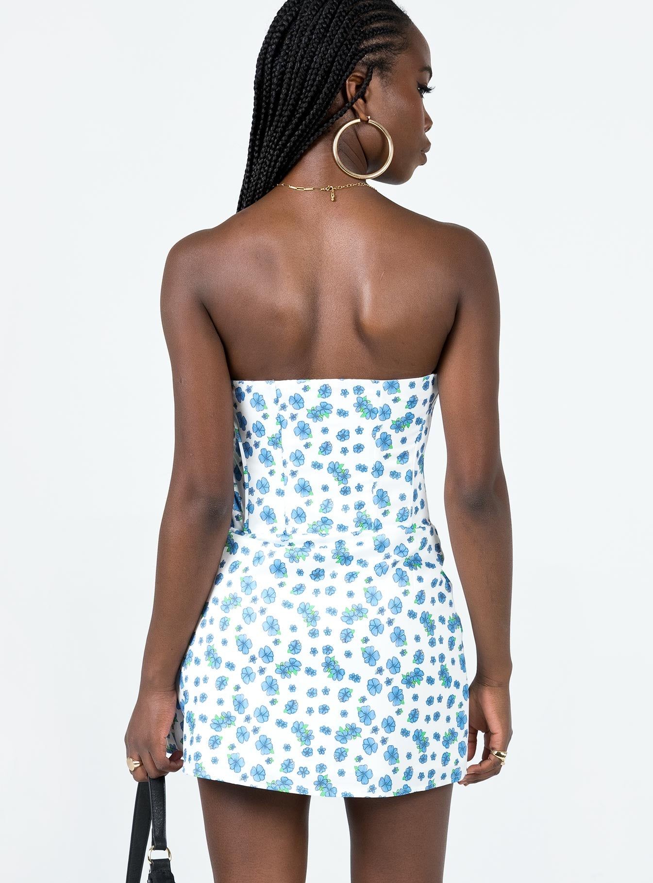 In The Moment Strapless Mini Dress White / Blue sold by Princess Polly product image thumbnail 5