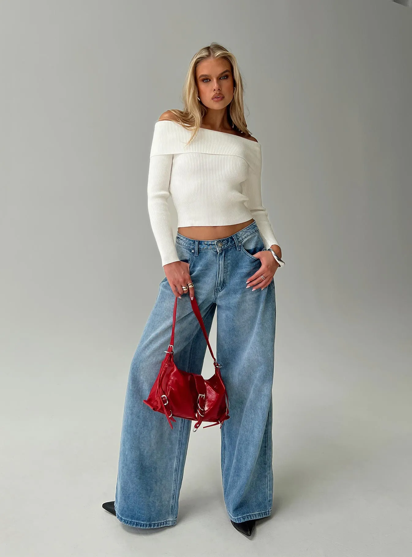 Infinity Off The Shoulder Top Cream sold by Princess Polly