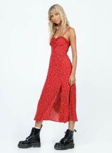 Love Birds Midi Dress Red sold by Princess Polly