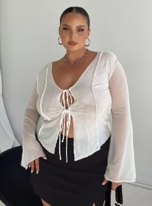 Mereba Long Sleeve Top White Curve sold by Princess Polly