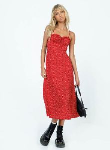 Love Birds Midi Dress Red sold by Princess Polly
