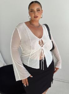 Mereba Long Sleeve Top White Curve sold by Princess Polly