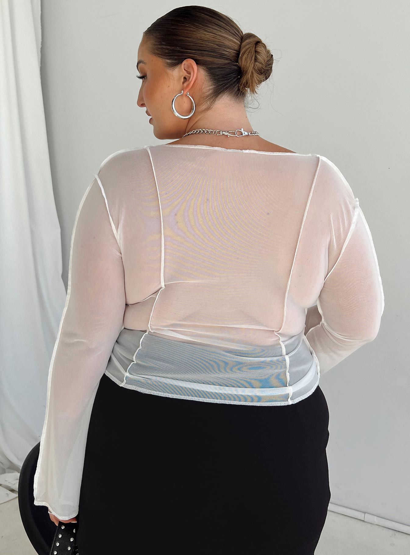 Mereba Long Sleeve Top White Curve sold by Princess Polly product image thumbnail 4
