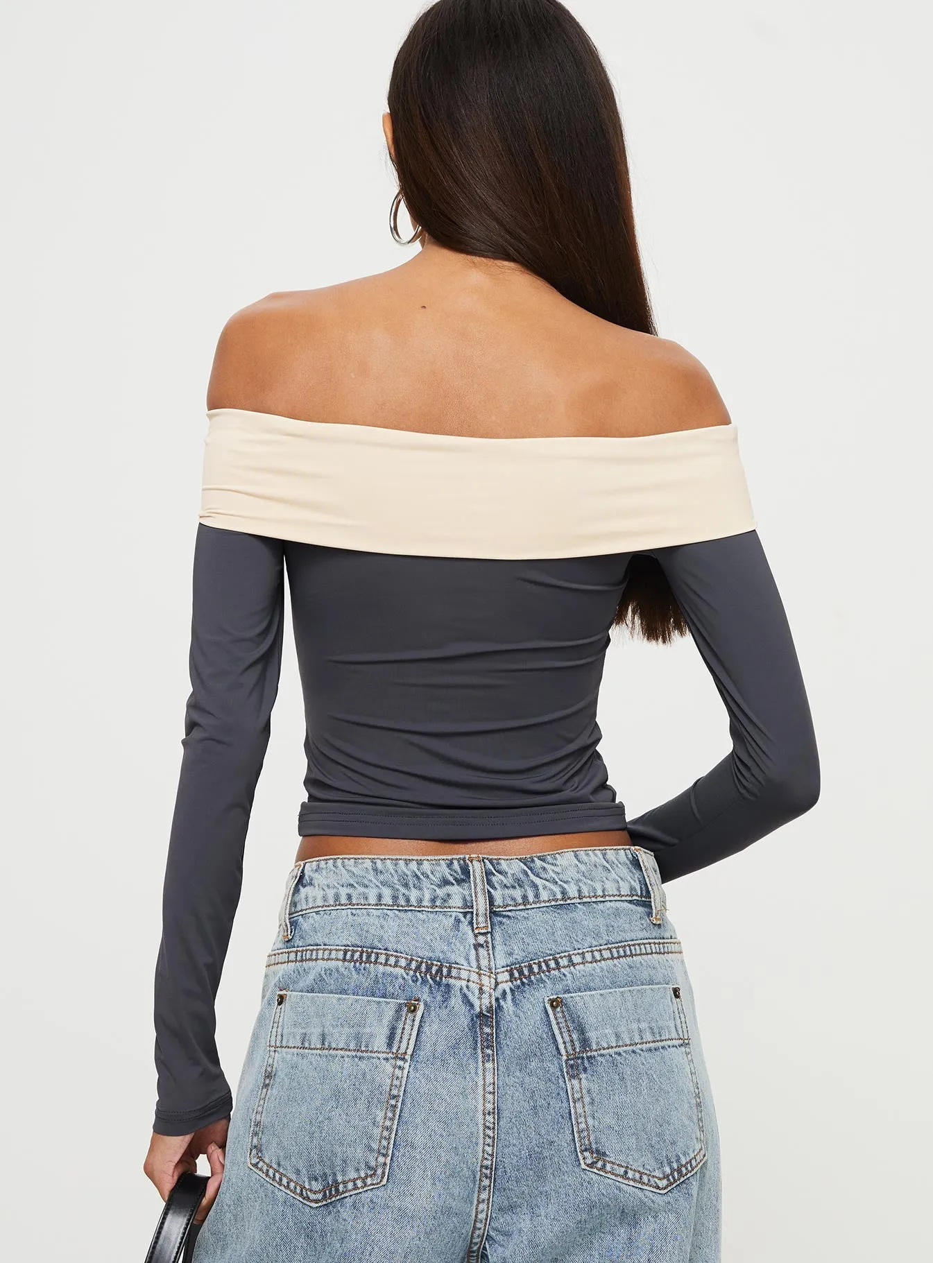 Machado Off The Shoulder Top Slate / Beige sold by Princess Polly product image thumbnail 5