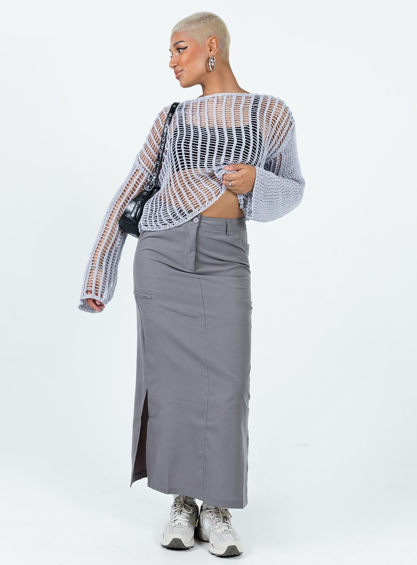 Elderbery Cargo Maxi Skirt Grey sold by Princess Polly product image thumbnail 2