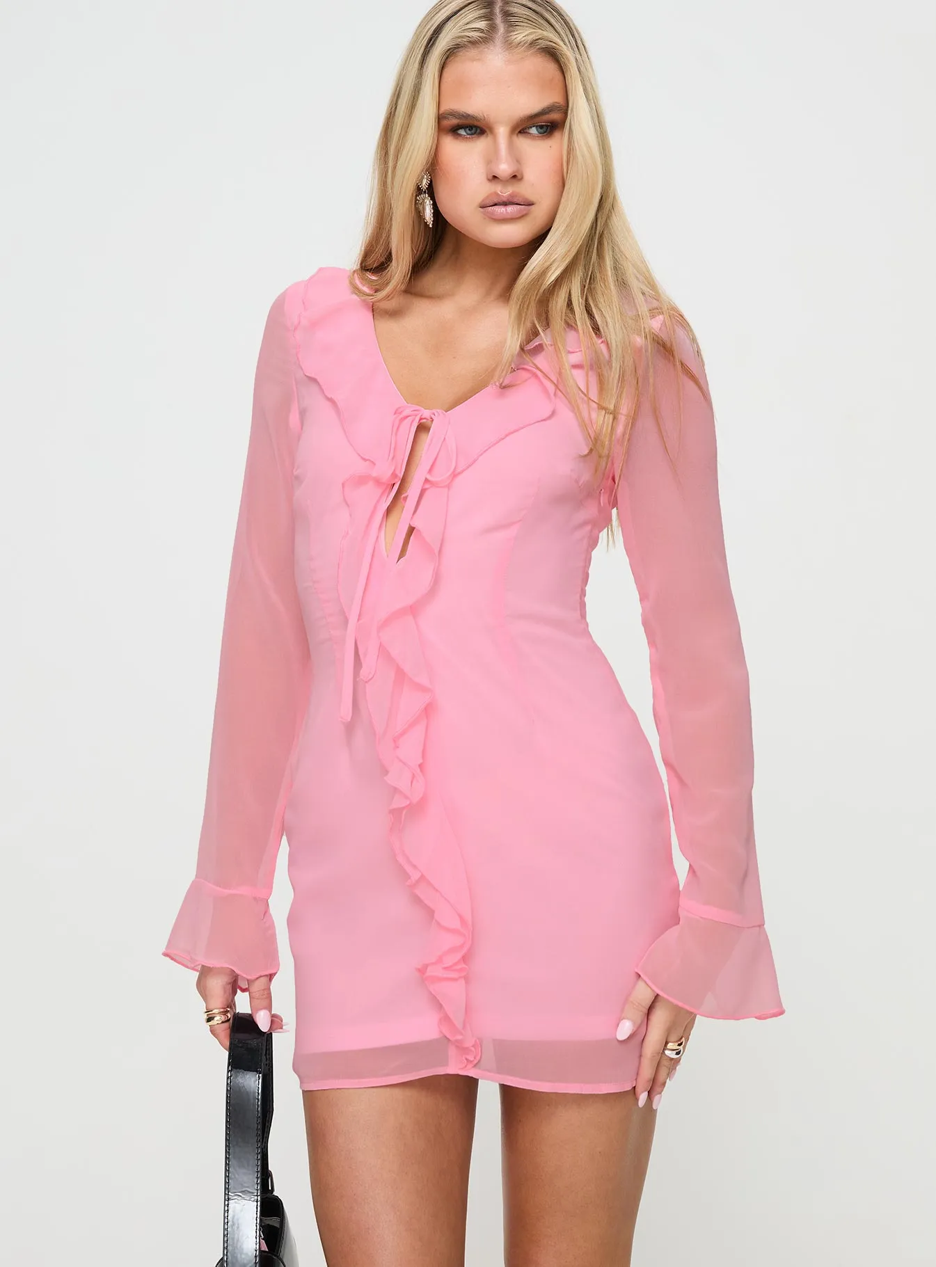 Marisela Long Sleeve Mini Dress Pink sold by Princess Polly product image thumbnail 2