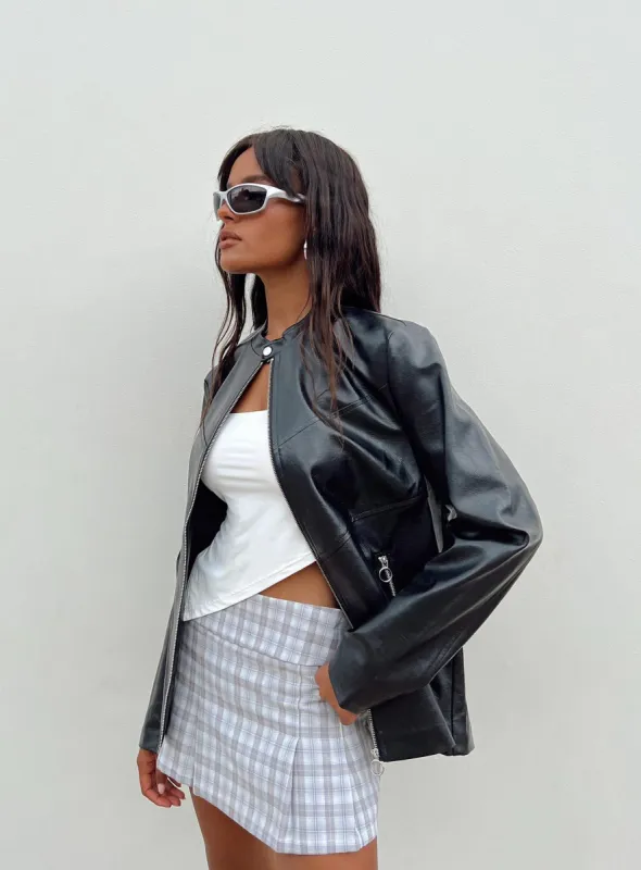 Admiral Faux Leather Jacket Black sold by Princess Polly