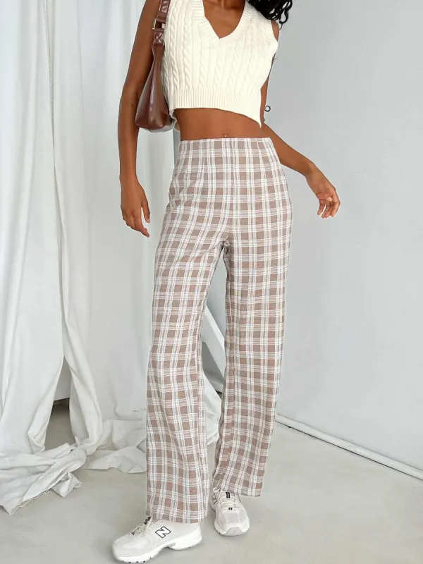 Caronia Check Pants Beige sold by Princess Polly