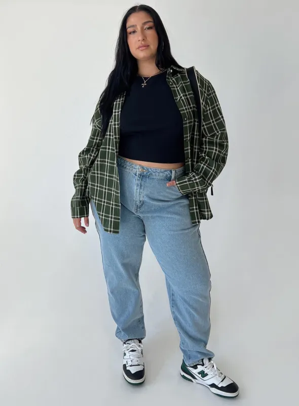 Nora Shirt Forest Green Curve sold by Princess Polly