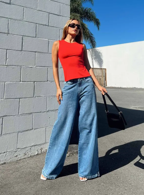 Locke Wide Leg Jeans Mid Wash Denim sold by Princess Polly