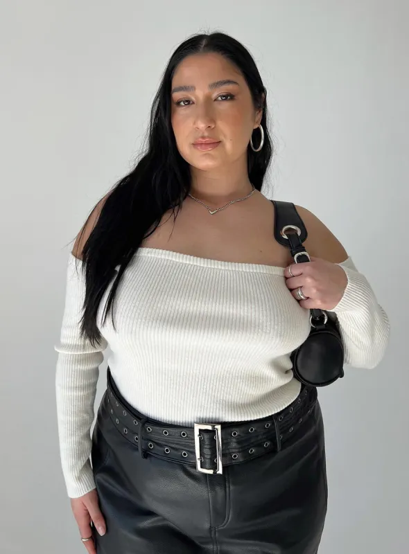 Katandra Off Shoulder Top Ivory Curve sold by Princess Polly