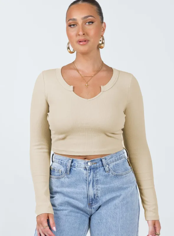 Laurina Long Sleeve Top Beige sold by Princess Polly