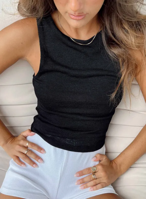 Avellino Tank Top Black sold by Princess Polly