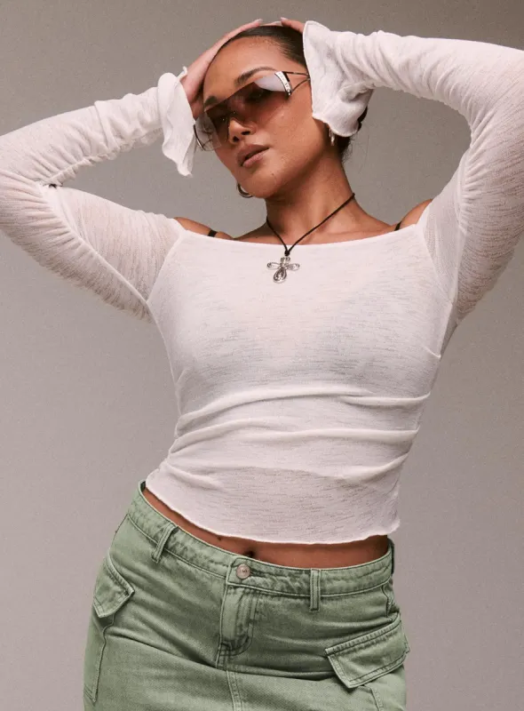 Taroona Off The Shoulder Top Ivory sold by Princess Polly
