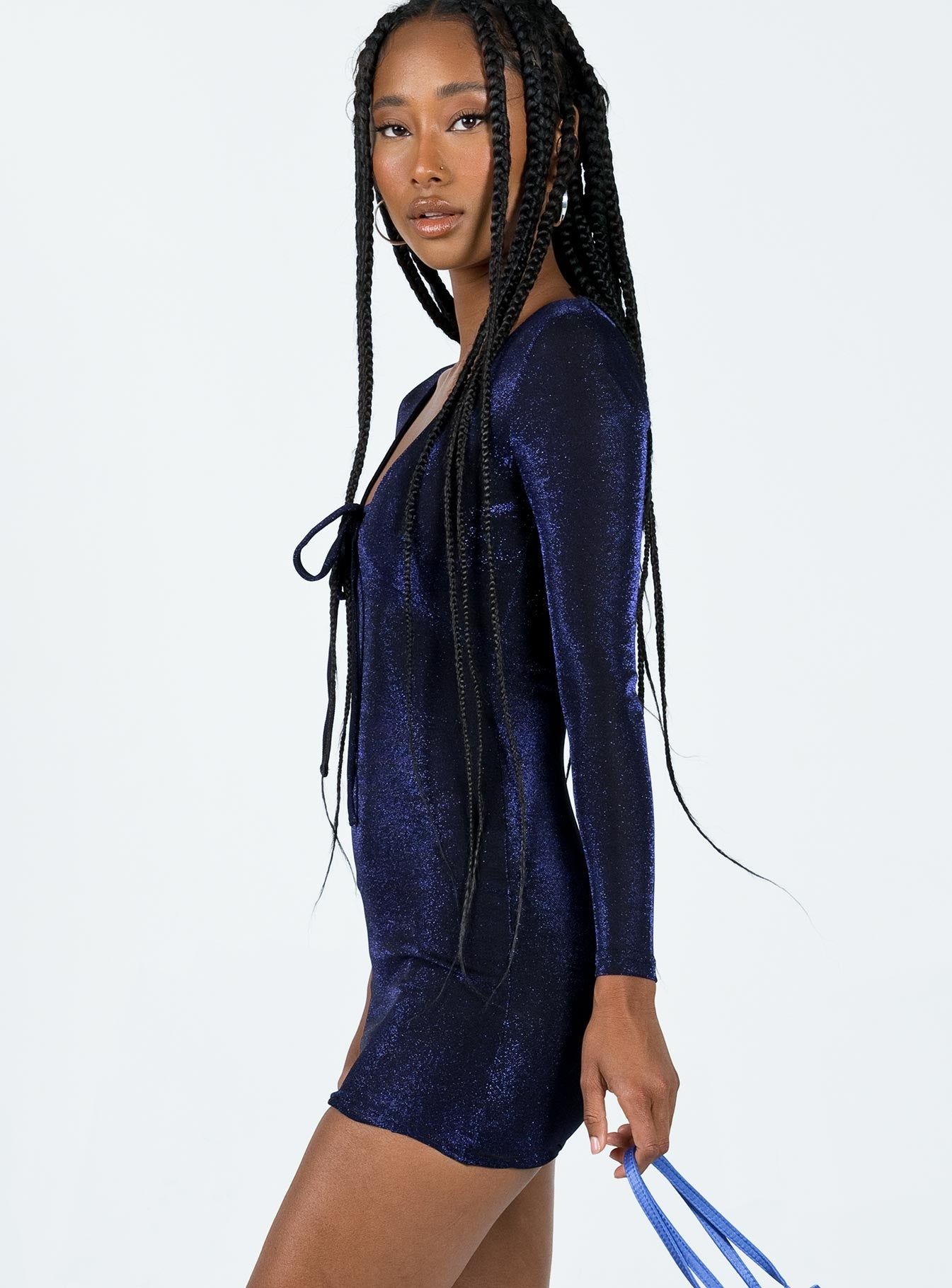 Hewitt Long Sleeve Mini Dress Navy sold by Princess Polly product image thumbnail 4