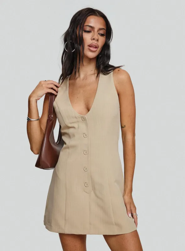 Damico Romper Beige Pinstripe sold by Princess Polly