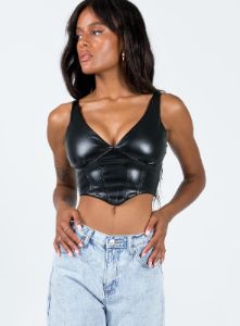 Foxhill PU Top Black sold by Princess Polly