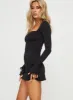 Dalzine Long Sleeve Mini Dress Black sold by Princess Polly