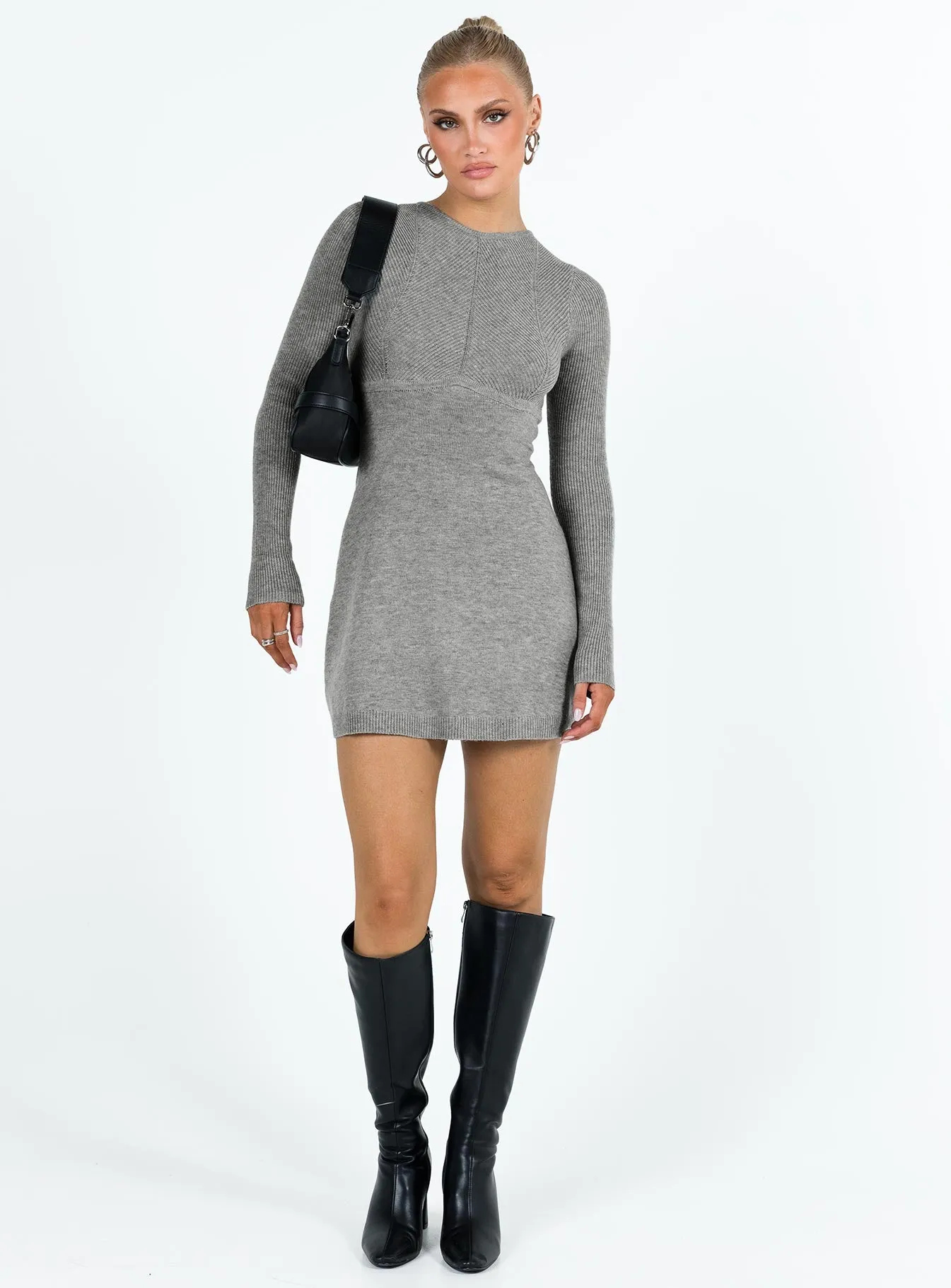 Tomer Knit Mini Dress Grey sold by Princess Polly product image thumbnail 2